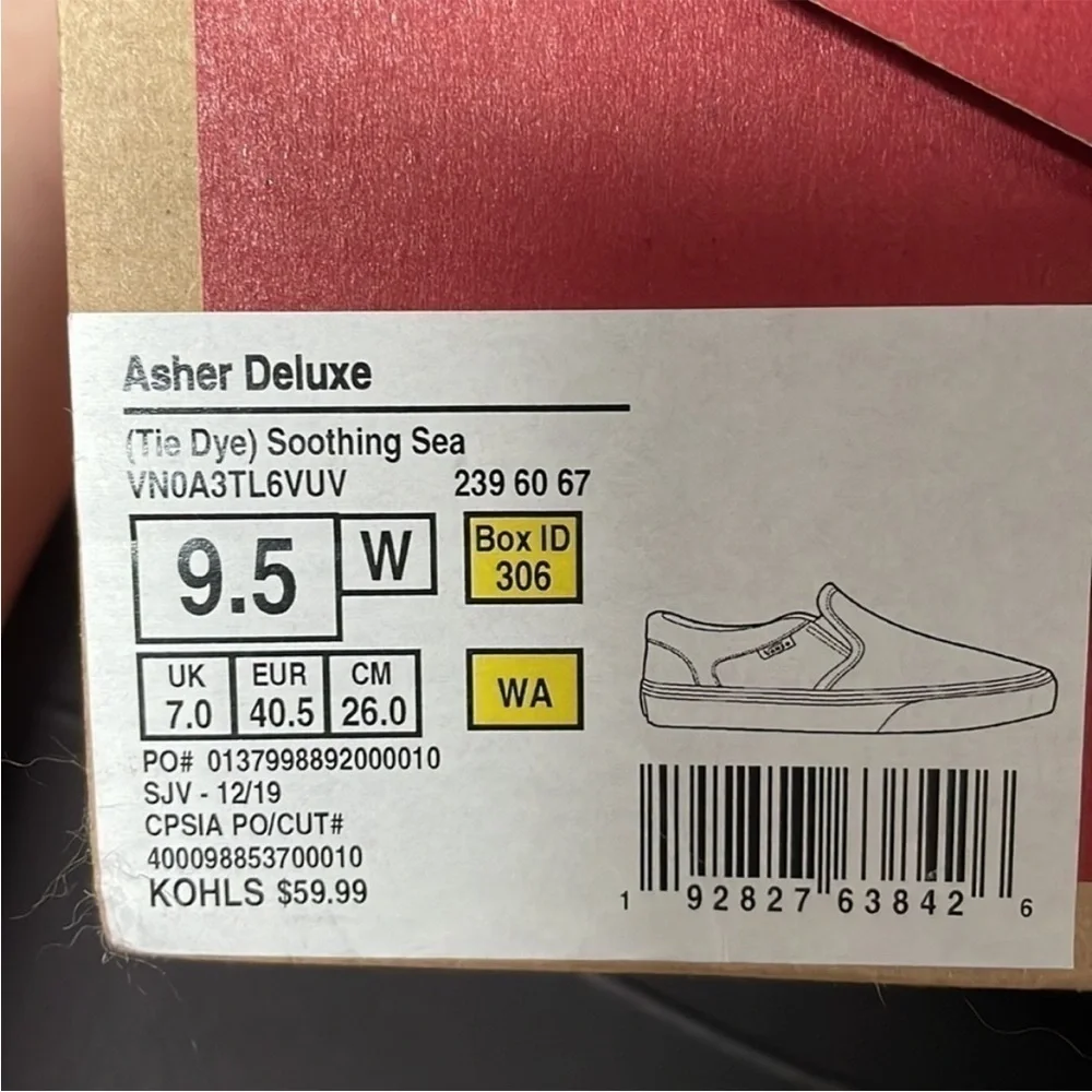 size 9.5 tie dye Vans loafers